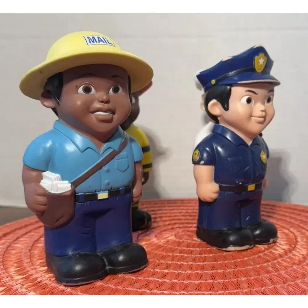 4 Early Learning Toys Soft Vinyl‎ Plastic Community Town Workers 6.5
